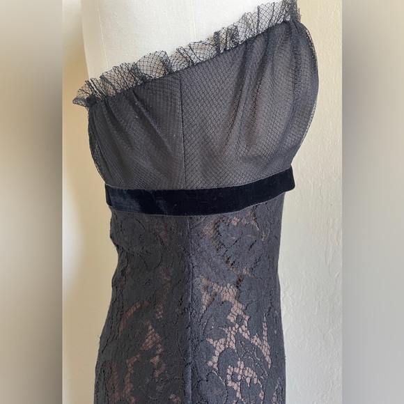 VERA WANG ✨🎁🎄🥂🎩 Strapless Black Tulle, Lace & Velvet Mermaid Gown/Dress, Size 8 - Picture 4 of 13